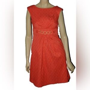 Sandra Darren Vibrant Red Patterned Dress